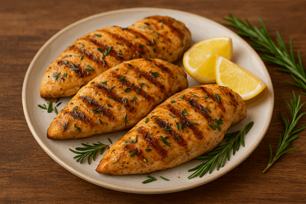 A terceira receita do Top 5 Receitas com Ervas de Horta em Apartamento é de Frango grelhado com alecrim e limão