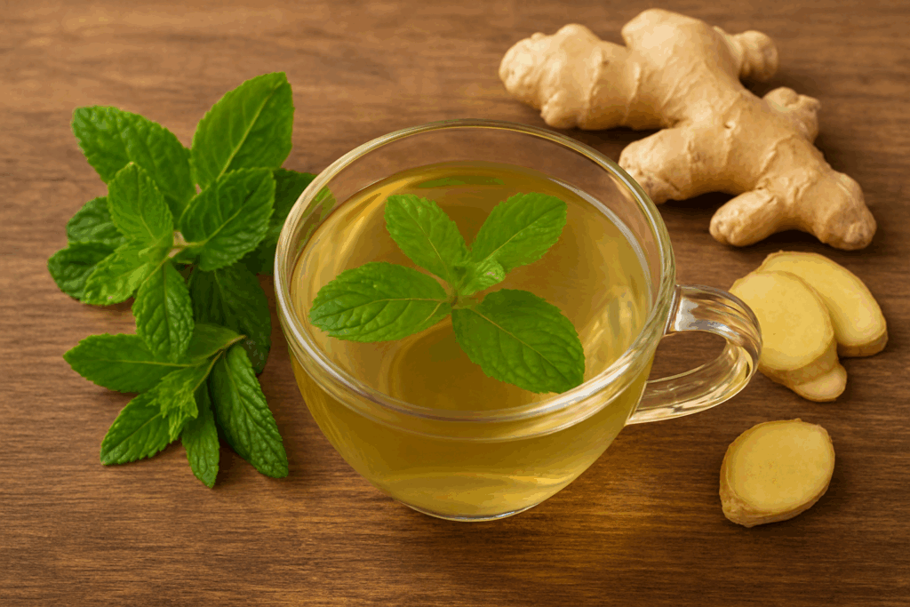 A quarta receita do Top 5 Receitas com Ervas de Horta em Apartamento é de Chá refrescante de hortelã e gengibre