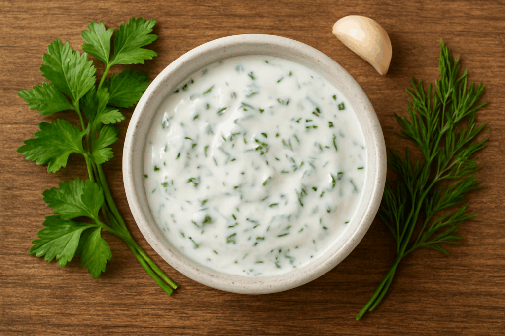 A última receita do Top 5 Receitas com Ervas de Horta em Apartamento é de Molho de iogurte com ervas
